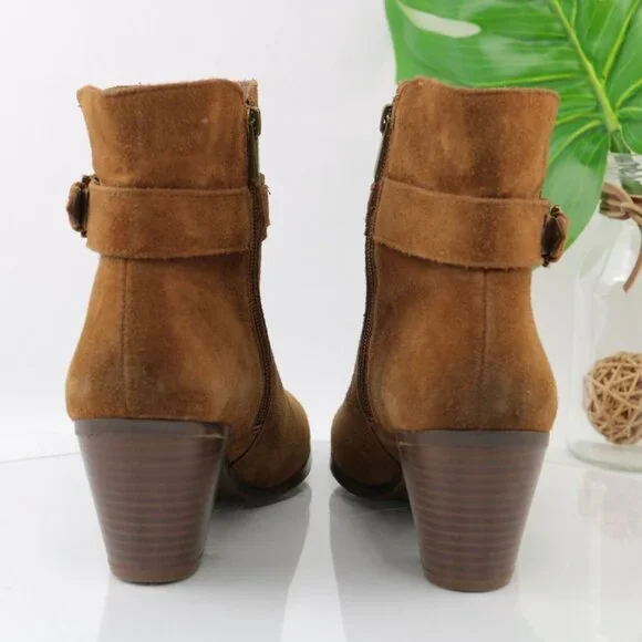 Sam Edelman Womens Lynne Boot Size 10 Camel Suede  Block Heel Ankle Strap Boho - Picture 6 of 12